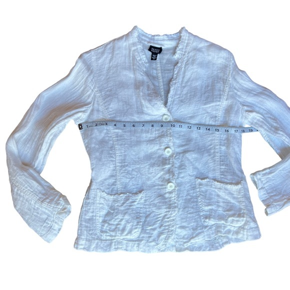 Eileen Fisher White Irish Linen Blazer Jacket Shaket Size Medium - Picture 4 of 9